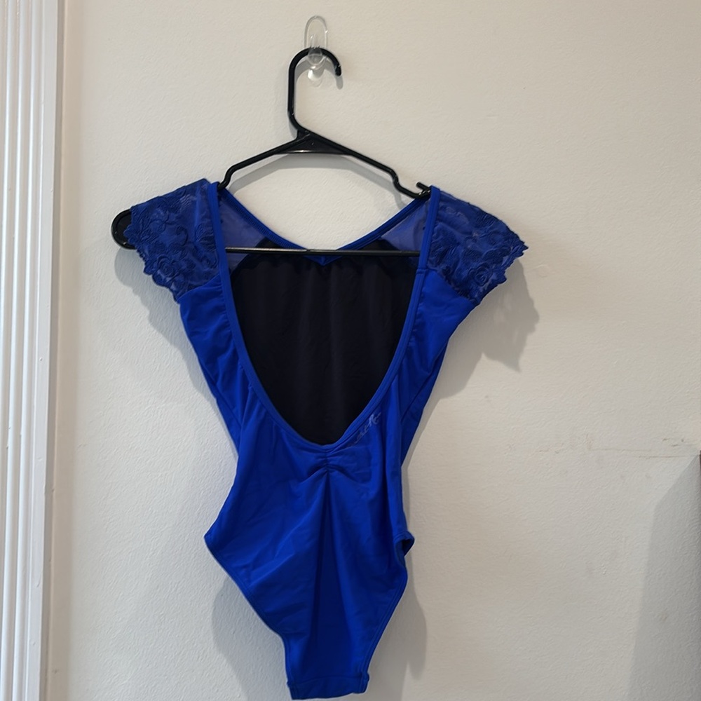 ballet rosa josephine blue leotard low back pinch